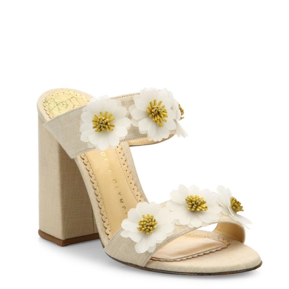 Charlotte Olympia Linen Floral Block Heels
